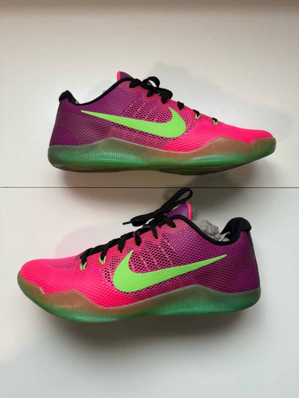 Nike Kobe Mambacurial Low-Top Athletic Sneakers - Pink/Purple with Green Swoosh